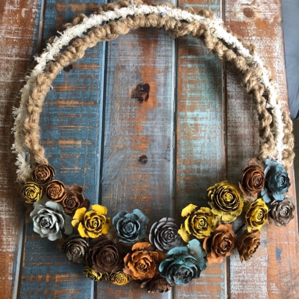 Wooden flowers for crafting diy eco friendly wreath(read description)